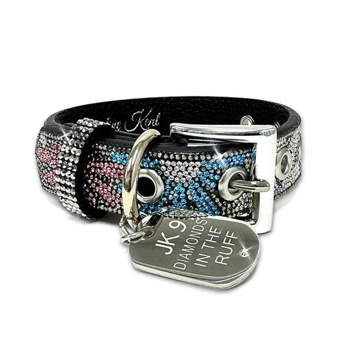 Jacqueline Kent Dog Collar Flower Power Hematite