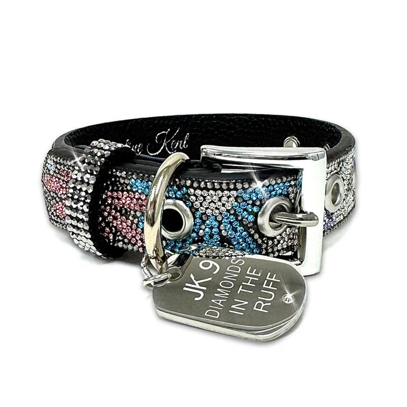 Jacqueline Kent Dog Collar Flower Power Hematite