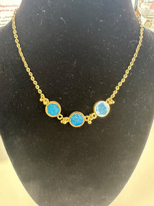 Blue Epoxy Circle Necklace