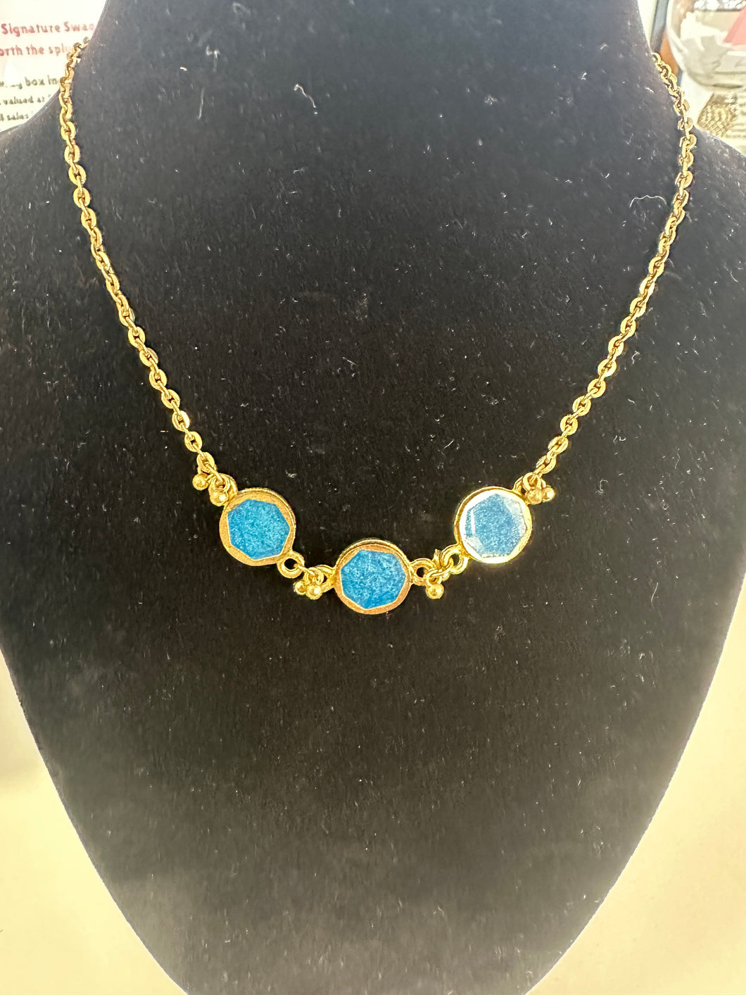 Blue Epoxy Circle Necklace