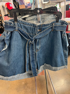 Paper Bag Waisted Denim Shorts