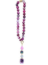 Load image into Gallery viewer, Crystal Charm Necklace Plum 16"