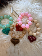 Load image into Gallery viewer, Marble Heart Stretchy Bracelet-Green/Mint-Water Resistant