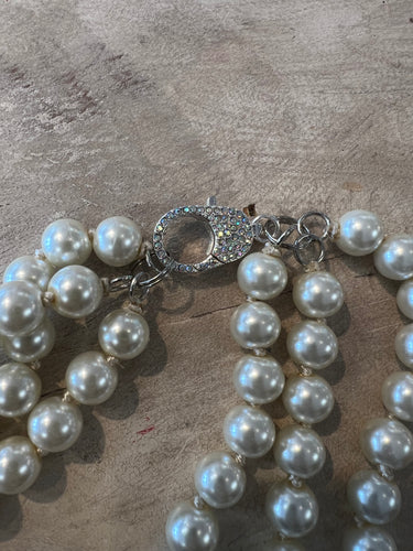 Triple Pearl Necklace w/ Bling Clasp