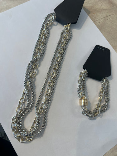 Triple Strand Necklace Silver/Gold