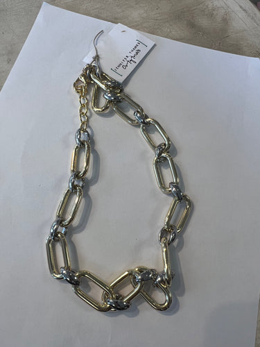 JT Mixed Metal Large Paperclip Necklace
