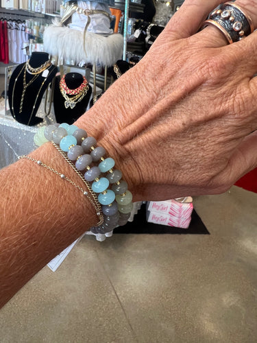 Stretchy Bracelet Blue Grey Mix