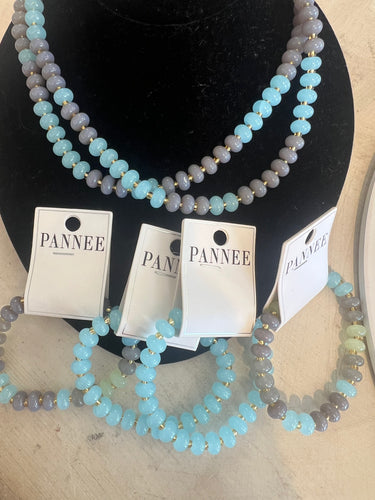 Beaded Necklace blue grey mix