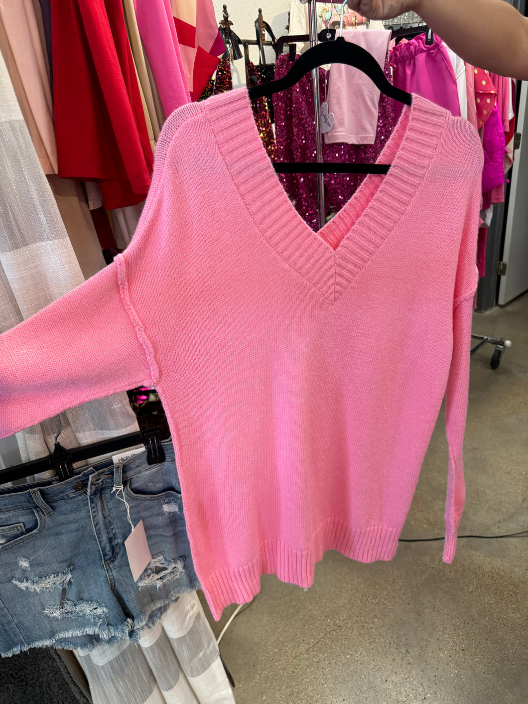 Pink V-Neck sweater