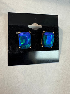 Blue Square Stud Earrings