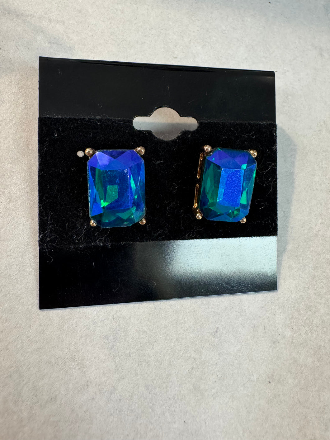Blue Square Stud Earrings