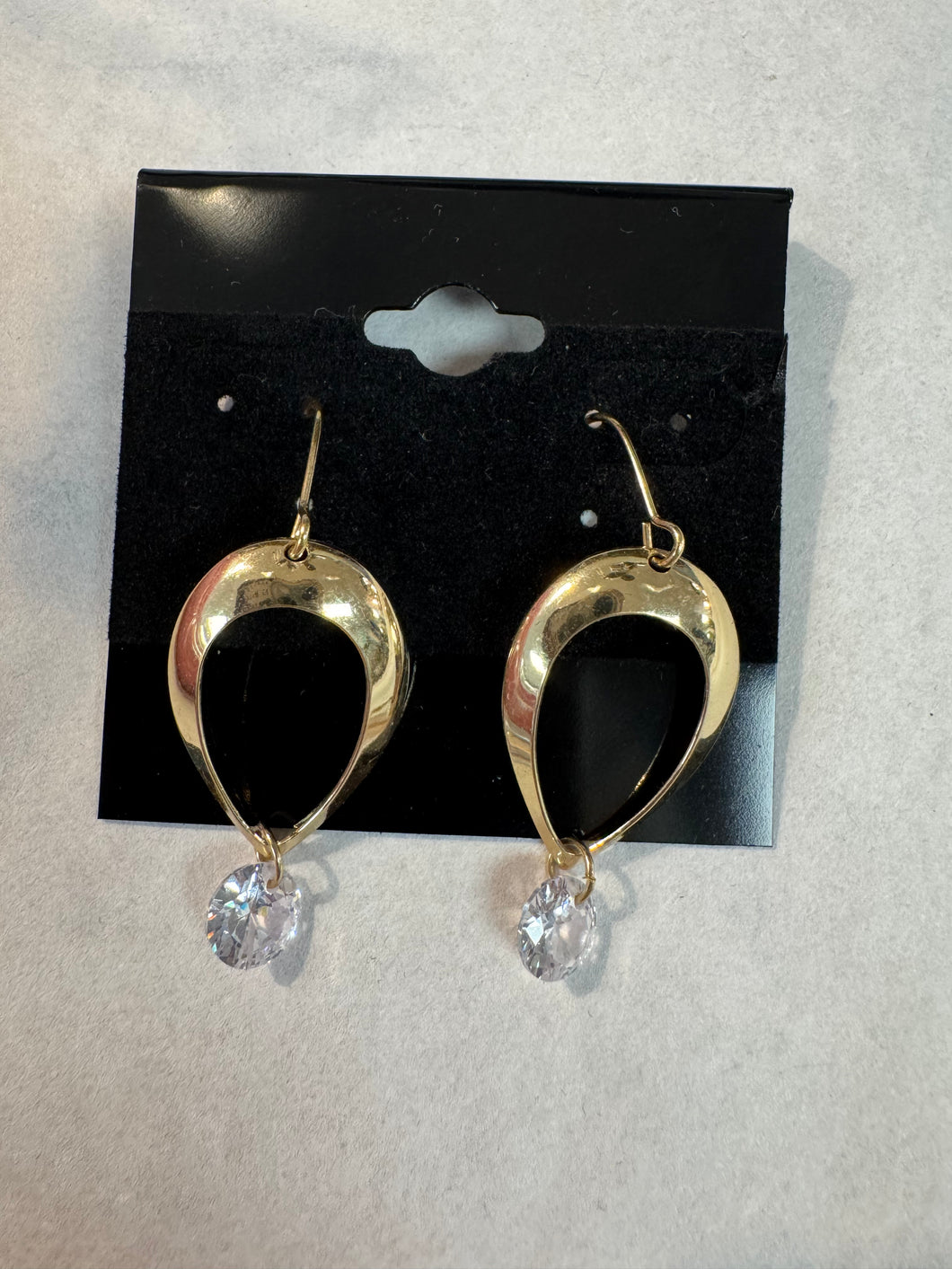 BrassCZ Inverted Teardrop Earrings