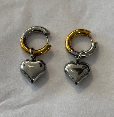 Hoop Heart Dangle Earrings