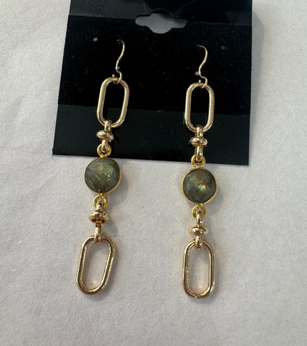 Tess Earrings Gold with Labradorite