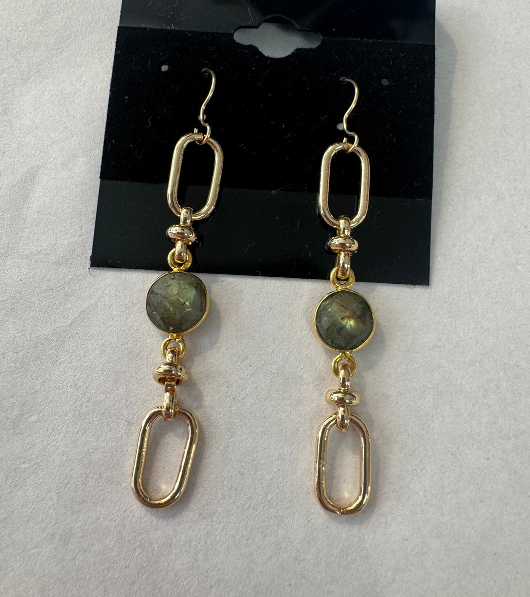 Tess Earrings Gold with Labradorite