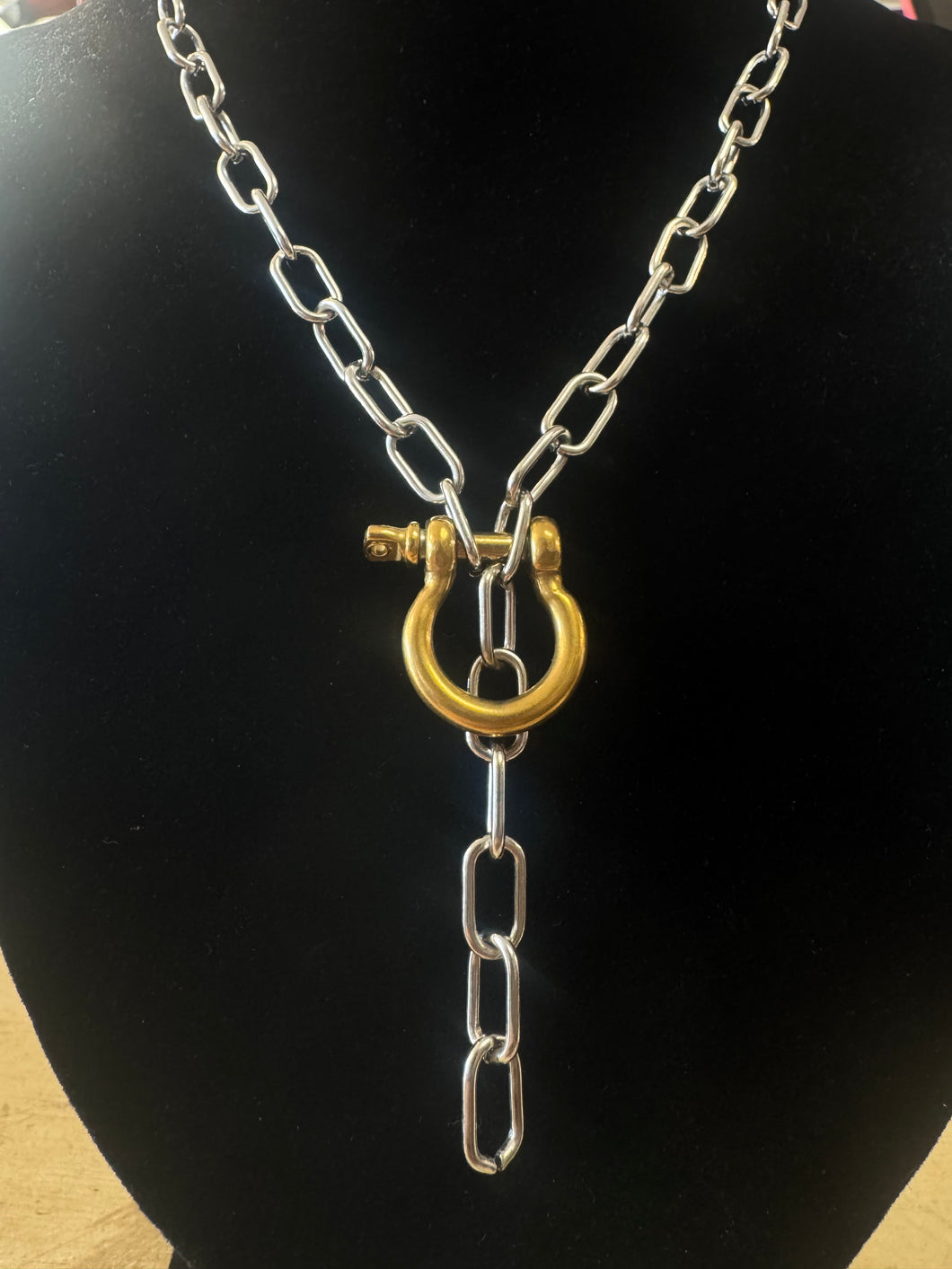 Silver Chain with Gold Design Necklace