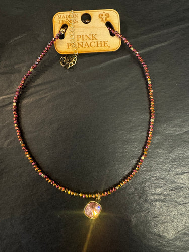 Multi Choker Pink Stone