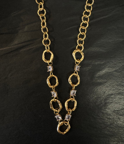Brushed Gold Circles Necklace