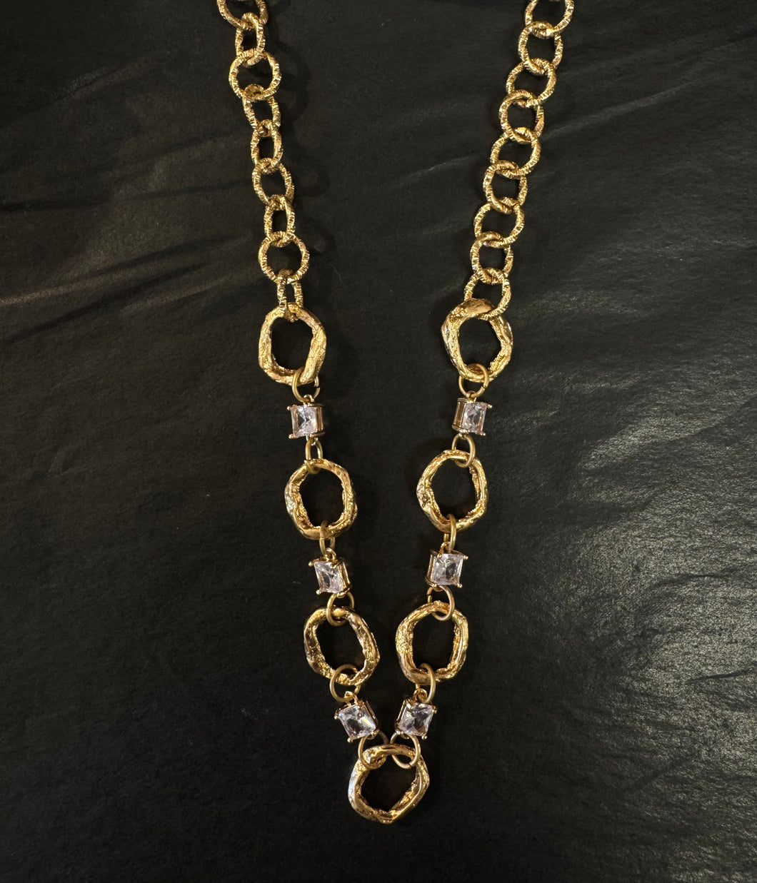 Brushed Gold Circles Necklace