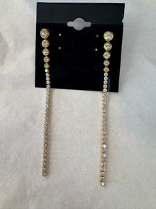 Rhinestone Drop Earrings Gold