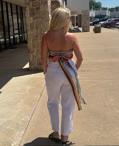Fate Stripe Tie Back Halter Top