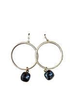 Load image into Gallery viewer, Circle Bar Beaded Crystal Earrings-Gold/Black