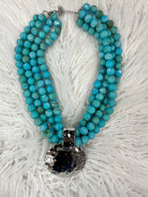 Load image into Gallery viewer, Multi Layered Pearl Beaded Collar Necklace W/Medallion