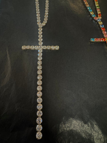 Crystal Cross Necklace Gold