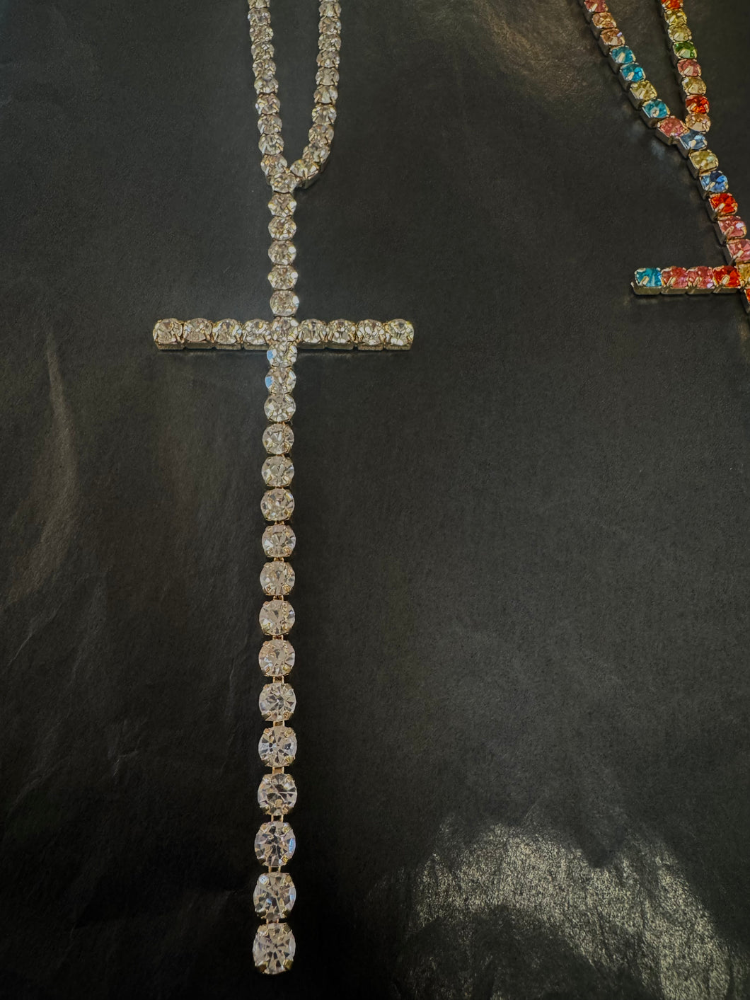 Crystal Cross Necklace Gold