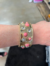 Load image into Gallery viewer, Wide Stretchy Stone Bracelet-Gold