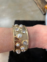 Load image into Gallery viewer, Wide Stretchy Stone Bracelet-Gold