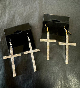 Rhinestone Cross Earrings