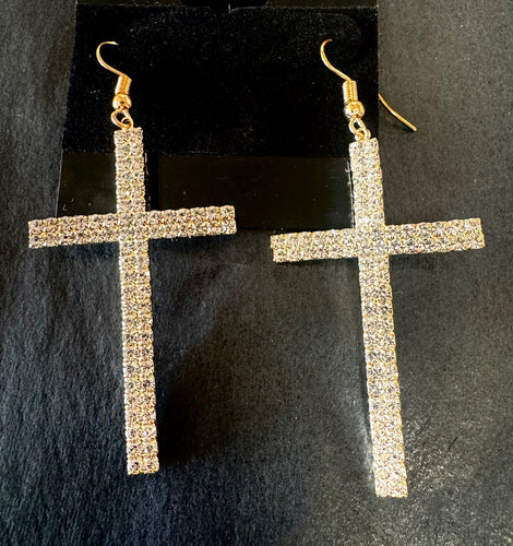 Rhinestone Cross Earrings