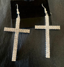 Load image into Gallery viewer, Rhinestone Cross Earrings