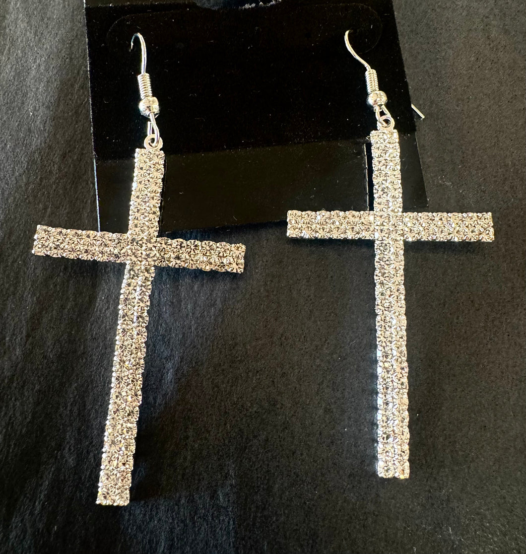 Rhinestone Cross Earrings