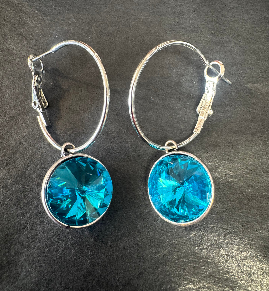Blue Rhinestone Earrings