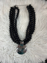 Load image into Gallery viewer, Multi Layered Pearl Beaded Collar Necklace W/Medallion