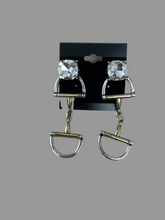 Load image into Gallery viewer, Horsebit Two Toned Earrings With Crystal