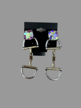 Load image into Gallery viewer, Horsebit Two Toned Earrings With Crystal