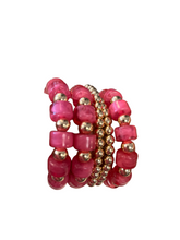 Load image into Gallery viewer, Candy Beaded Stretchy Bracelet 5 Strand-Pink/Gold-Water Resistant