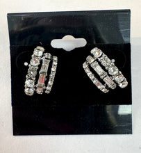 Load image into Gallery viewer, Crystal/Silver Hoop Earrings