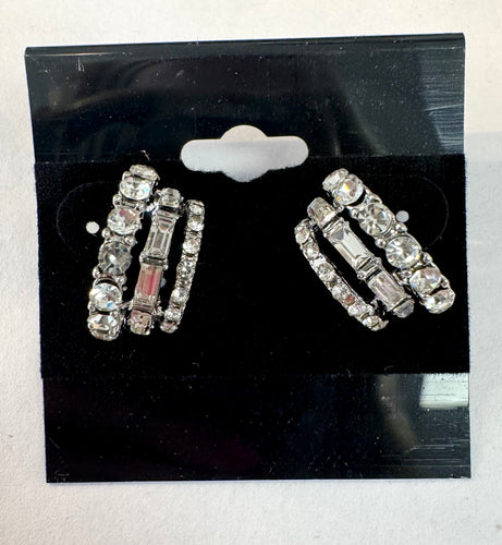 Crystal/Silver Hoop Earrings