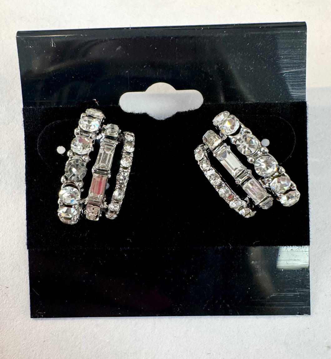 Crystal/Silver Hoop Earrings
