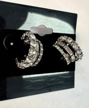 Load image into Gallery viewer, Crystal/Silver Hoop Earrings