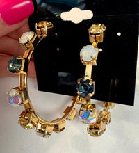 Load image into Gallery viewer, Gold Hoop Earrings w/ Multi Stones