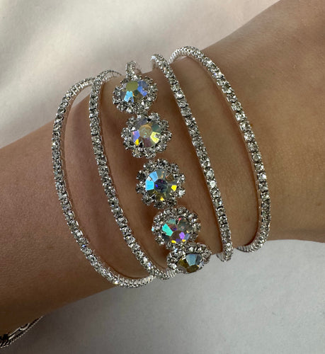 Silver Crystal Cuff w/ Multi AB Stones