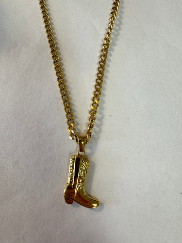 Gold Boot Necklace-Water Resistant