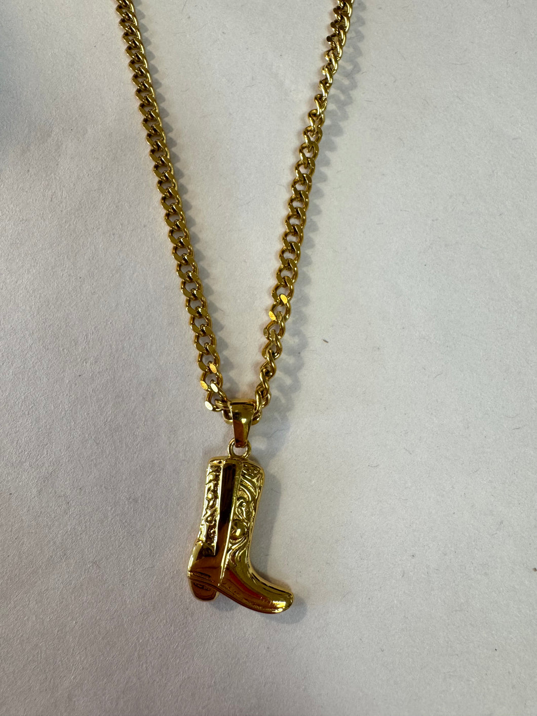 Gold Boot Necklace-Water Resistant