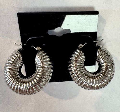 Silver Coil Earrings-Water Resistant