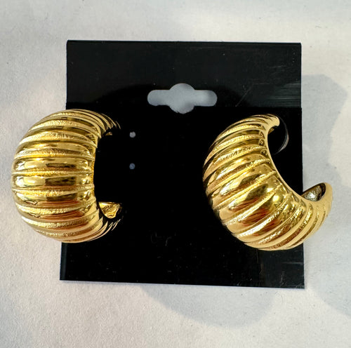Gold Swirl Hoop Earring Water Resistant
